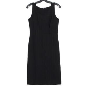 Ann Taylor Womens Dress Sleeveless Sheath Knee Length Stripe Career Black 2 KC